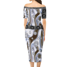 Load image into Gallery viewer, S Society Chrome Stone x Grand Off The Shoulder Short Sleeve Elegant Wrap Dress