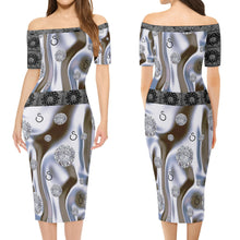 Load image into Gallery viewer, S Society Chrome Stone x Grand Off The Shoulder Short Sleeve Elegant Wrap Dress