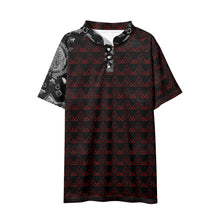 Load image into Gallery viewer, S Society Red Stacked x Grand 3D Button Up Short Sleeve Golf Tennis Polo Shirts