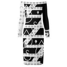 Load image into Gallery viewer, S Society Elements Spine BGW Off The Shoulder Long Sleeve Elegant Wrap Dress