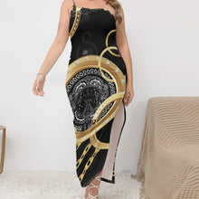 Load image into Gallery viewer, Superhero Society Gold Tears Women's Oblique-Shoulder Exposure Dress With Side Split (Plus Size)