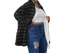 Load image into Gallery viewer, S Society Stacked Grand BW Unisex Fleece Stand-up Collar Coat With Zipper Closure(Plus Size)