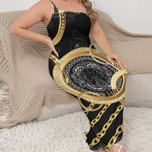 Load image into Gallery viewer, Superhero Society Gold Tears Women's Oblique-Shoulder Exposure Dress With Side Split (Plus Size)