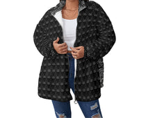 Load image into Gallery viewer, S Society Stacked Grand BW Unisex Fleece Stand-up Collar Coat With Zipper Closure(Plus Size)