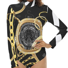 Load image into Gallery viewer, Superhero Society Gold tears Mix Women's Stretchy Turtleneck Long Sleeve Bodysuit