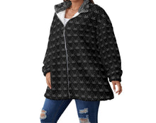 Load image into Gallery viewer, S Society Stacked Grand BW Unisex Fleece Stand-up Collar Coat With Zipper Closure(Plus Size)