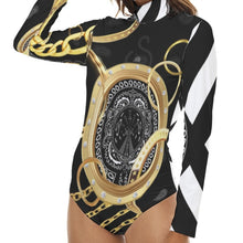 Load image into Gallery viewer, Superhero Society Gold tears Mix Women's Stretchy Turtleneck Long Sleeve Bodysuit