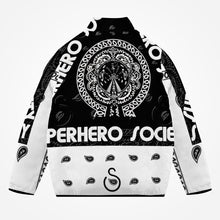 Load image into Gallery viewer, Superhero Society Black Shield Mega Mix Zipper-up Coat
