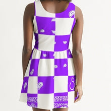 Load image into Gallery viewer, Superhero Society Purple Diamond Scoop Neck Skater Dress