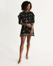 Load image into Gallery viewer, Superhero Society OG Classic Broadway Brown Women's Open Shoulder A-Line Dress