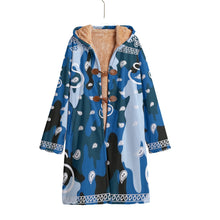 Load image into Gallery viewer, Superhero Society Wavey Blue Camouflage Unisex Button Long Fleece Windbreaker