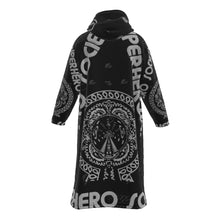 Load image into Gallery viewer, Superhero Society Black Shield Long Fleece Zip Up Windbreaker Jacket