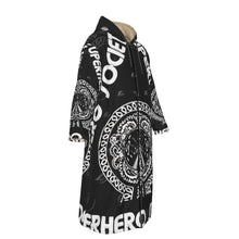 Load image into Gallery viewer, Superhero Society Black Shield Long Fleece Zip Up Windbreaker Jacket