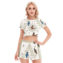 Load image into Gallery viewer, Superhero Society Golden Butterfly Short Sleeve Cropped Top Shorts Set