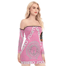 Load image into Gallery viewer, Superhero Society Girly Pink Off-shoulder Back Lace-up Dress