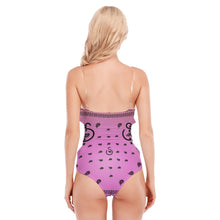 Load image into Gallery viewer, Superhero Society Jazzmen Pink Women's Tube Top Bodysuit With Side Black Straps