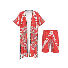 Load image into Gallery viewer, Superhero Society Red Shield Unisex Collarless Silk Pajamas Suit