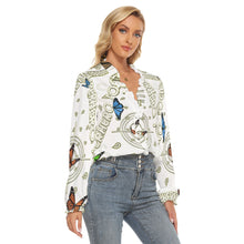 Load image into Gallery viewer, Superhero Society Golden Butterfly Pleated Collar V-neck Shirt