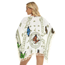 Load image into Gallery viewer, Superhero Society Golden Butterfly Square Fringed Shawl