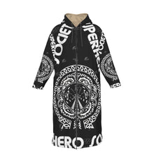 Load image into Gallery viewer, Superhero Society Black Shield Long Fleece Zip Up Windbreaker Jacket
