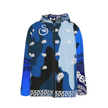 Load image into Gallery viewer, Superhero Society Wavy Blue Camouflage Mix Hooded Zipper Windproof Jacket