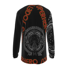 Load image into Gallery viewer, Superhero Society Solid Black Shield Men's V-Neck Long Sleeve Shirt