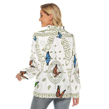 Load image into Gallery viewer, Superhero Society Golden Butterfly Pleated Collar V-neck Shirt