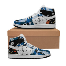 Load image into Gallery viewer, Superhero Society High Rocket Wavy Blue Camouflage Men's Leather Sneakers