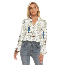Load image into Gallery viewer, Superhero Society Golden Butterfly Pleated Collar V-neck Shirt