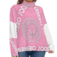Load image into Gallery viewer, Superhero Society Girly Girl Pink Women's Turtleneck Knitted Sweater (Plus Size)