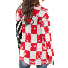 Load image into Gallery viewer, Superhero Society Red Diamond Mix Women's Long Sleeve Cardigan