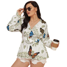 Load image into Gallery viewer, Superhero Society Golden ButterflyV-neck T-shirt With Waistband (Plus Size)