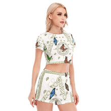 Load image into Gallery viewer, Superhero Society Golden Butterfly Short Sleeve Cropped Top Shorts Set