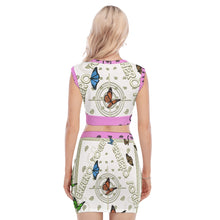 Load image into Gallery viewer, Superhero Society Golden Butterfly Collarless V Collar Vest Skirt Set