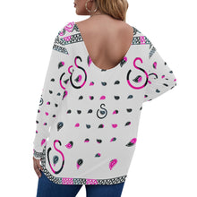 Load image into Gallery viewer, Superhero Society Pink Ice Women's V-neck Draped Longline Long Sleeve Tee (Plus Size)