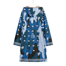 Load image into Gallery viewer, Superhero Society Wavey Blue Camouflage Unisex Button Long Fleece Windbreaker