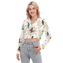 Load image into Gallery viewer, Superhero Society Golden Butterfly Lapel Long Sleeve Cropped T-shirt