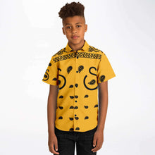 Load image into Gallery viewer, Superhero Society OG Sunshine Youth Button-Up Short Sleeve Shirt