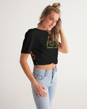 Load image into Gallery viewer, Superhero Society Classic Solid Black Twist-Front Cropped Tee