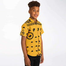 Load image into Gallery viewer, Superhero Society OG Sunshine Youth Button-Up Short Sleeve Shirt