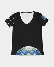Load image into Gallery viewer, iSuperhero Jay Merch Women's Black V-Neck Tee