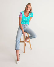 Load image into Gallery viewer, Superhero Society Neon Blue Women's V-Neck Tee