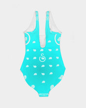 Load image into Gallery viewer, Superhero Society Neon Blue Women's One-Piece Swimsuit