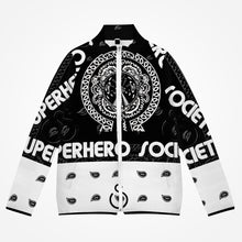 Load image into Gallery viewer, Superhero Society Black Shield Mega Mix Zipper-up Coat