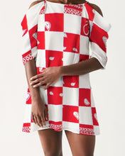 Load image into Gallery viewer, Superhero Society Red Diamond Women's Open Shoulder A-Line Dress