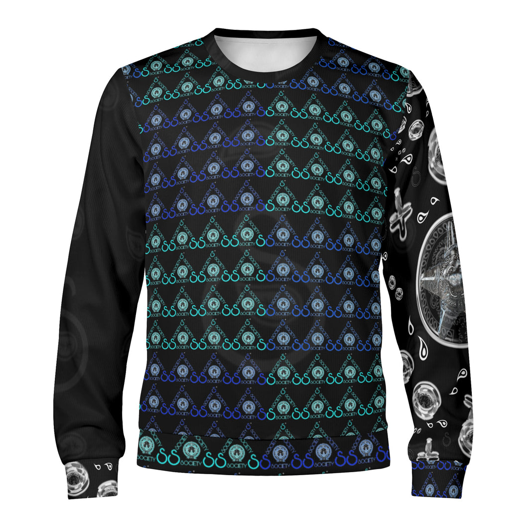S Society Brand Stacked Aqua X Angels Unisex Crewneck Pullover Sweatshirt
