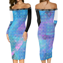 Load image into Gallery viewer, S Society Crystal BP X Stacked Off The Shoulder Long Sleeve Elegant Dress
