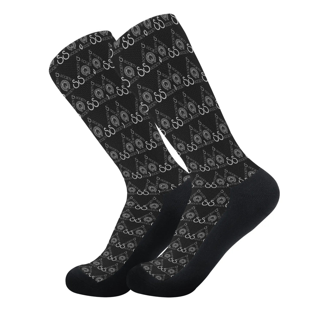 S Society Stacked BW Crew Socks