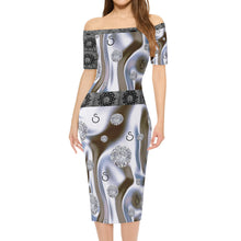 Load image into Gallery viewer, S Society Chrome Stone x Grand Off The Shoulder Short Sleeve Elegant Wrap Dress
