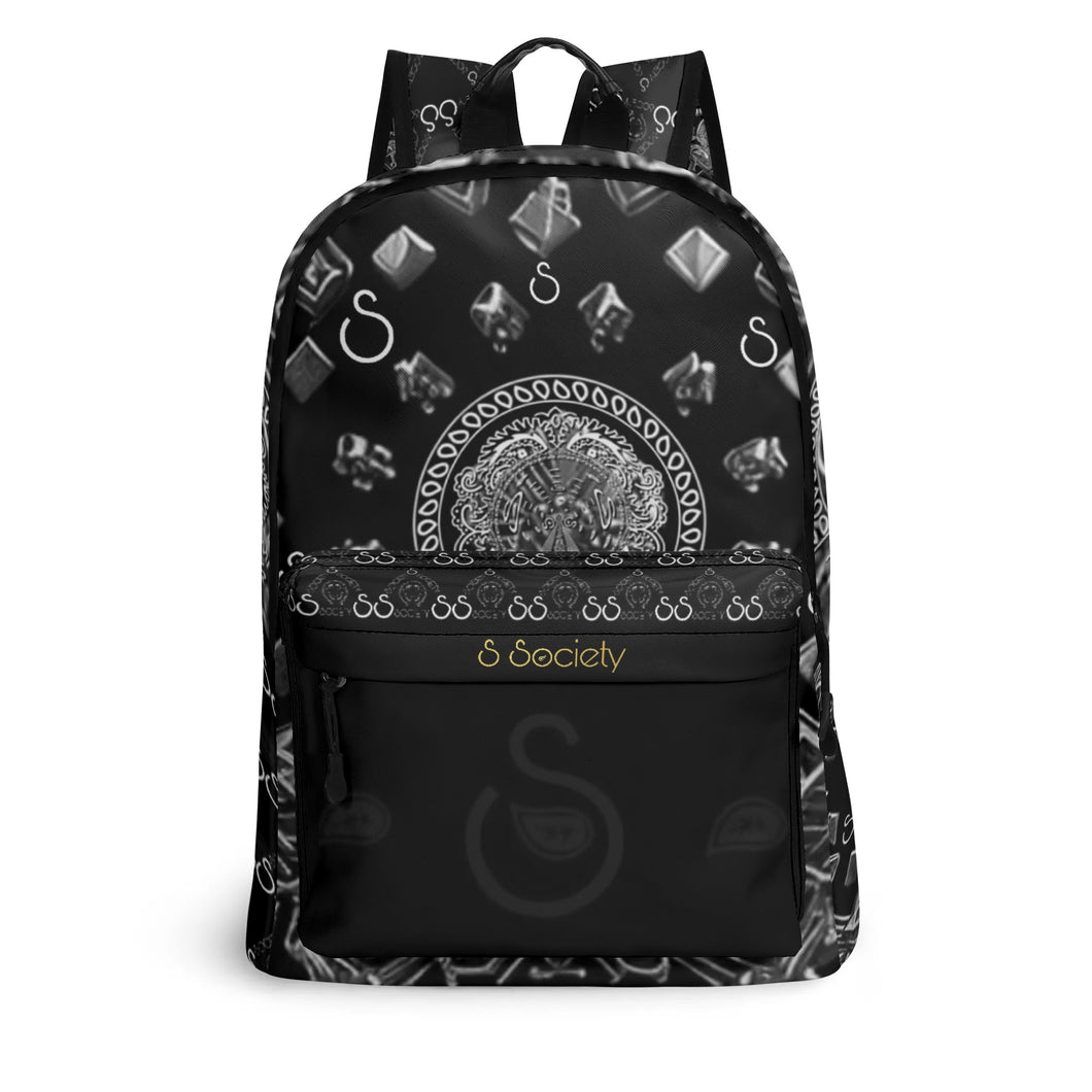 S Society Grand x Stacked Blk 17 Inch Leather Backpack